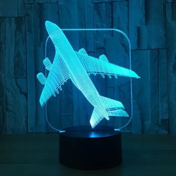Kietas Žaislas 3D orlaivių, warplane modelis kūrybos naktį lengvos reaktyvinis lėktuvas stalo lempos LED iliuzija, naktiniai staleliai, lempa lempos nemokamai lašas laivas