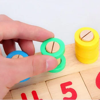 Mediniai žaislai abacus soroba vaikai Montessori Ugdymo Kūdikių Matematikos Mediniai Rainbow Ring Logaritminis Plokštė Spurgos Matematikos Žaislai, MZ24