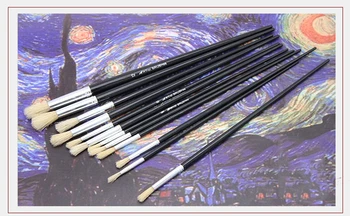 Zhouxinxing Juoda medienos strypas, apvalus galvos šerių šepetys eilės pen 12pcs/set akvareliniai teptukai akrilo tapyba akrilo teptuku