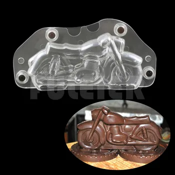 3D motociklo formos Šokolado pelėsių, polikarbonato maisto šokolado saldainiai formavimo pelėsių, virtuvės įrankius, kepimo tešlos pyragas pelėsių
