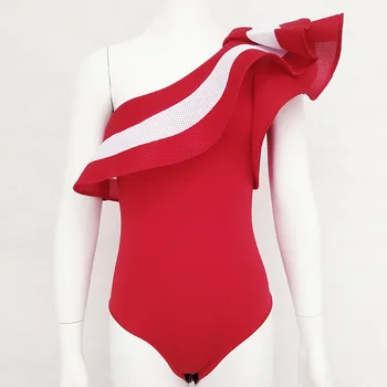 Karšto stiliaus 2017 naujas greičio parduoti karštą vasaros suknelė vieną petį, mova, sujungimas seksualus jumpsuits moterims juoda ir raudona balta