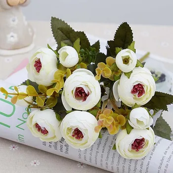 1 Puokštė Dirbtinės Gėlės pigūs Šilko gėlių Europos Kristi maži arbatos pumpuras Netikrą Lapų Vestuvių Namų Šaliai vazos Apdaila