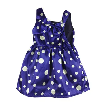 Naujų mergaičių suknelė iki 2018 m. Vasaros naujus Mielas Mėlynos šalis suknelė Didelis bowknot Polka Dot mergaitės paplūdimio suknelė 2-7 metų vaikams