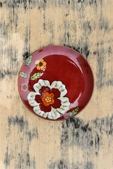 JingDeZhen Vakarų maistas 8 colių keramikos plokštės ranka-dažytos gėlių, vaisių keraminiai indai plokštės