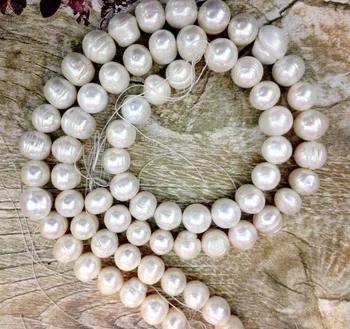 Vienos Sruogos didžiulis tikras Perlas 12x15mm Bright White Pearl Baroko Natūralių Gėlavandenių Perlų prarasti karoliukai 35cm / 15inch