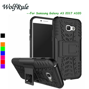 WolfRule Už Telefono dėklas Samsung Galaxy A3 2017 A320 TPU+Plastikinis Stovas Atveju, Samsung Galaxy A3 2017 Atveju 