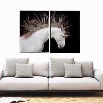 Baltas Arklys 3D Grafikos Drobė Menas Spausdinti Tapyba, Plakatas Sienos Nuotraukas, Skirtą Kambarį Namuose Dekoratyvinis Miegamojo Puošimas be Rėmelio
