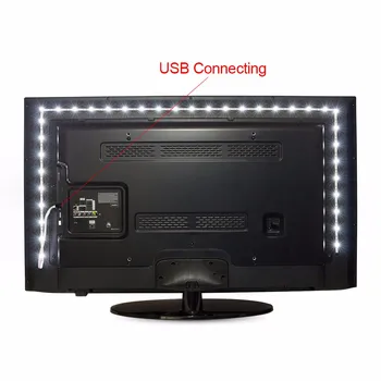 USB LED Juostelės SMD3528 šviesos 5V adapteris string Kalėdų stalo Dekoras lempos juosta TV Foninio Apšvietimo, 5V 50CM 1M 2M 3M 4M 5M