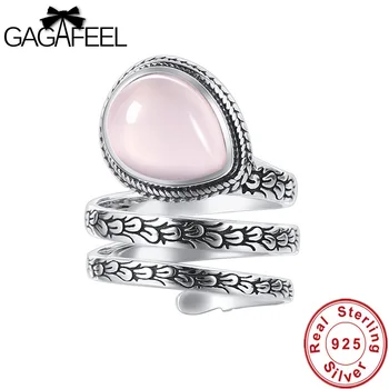 GAGAFEEL 925 Sterlingas Sidabro Ovalo formos Natūralus Rožinis Korundas Žiedai Moterų Mados Atidarymo Vestuvių Sidabro Žiedai, Papuošalai Mergaitėms Dovanų