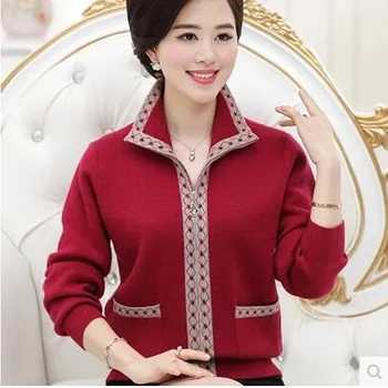Turn-žemyn apykaklės naują iki 2017 m. pavasario ir rudens aukštos kokybės moterų, megztiniai ir trikotažas užtrauktukas mados modelio elegantiškas megztinis