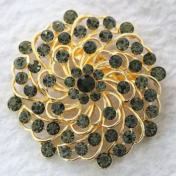8 spalvos aukštos kokybės gėlių segė kalnų krištolas kristalų 57mm aukso spalvos, didelis, apvalios kaiščiai vestuvių moterims, dovanos, papuošalai B1224