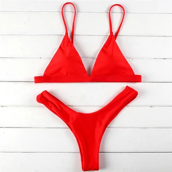 Naujas 2018 Bikini Seksualių Moterų Bikini Komplektas Raudonas Geltonas Rožinis Maudymosi Kostiumėlis Maillot De Bain Maudymosi Kostiumėliai, Trikampis Maudymosi Kostiumas, Paplūdimio Biquni