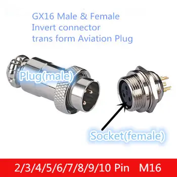 1PCS AP020 GX16 2/3/4/5/6/7/8 Pin M16 Male & Female Invertuotąjį jungtis trans forma Aviacijos Plug GX16 Apskrito Lizdo Jungtis