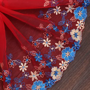 20*100cm Akių Tiulio Siuvinėjimo Dizainas Spalvinga Gėlių Nėrinių Audinys Tissu Costura Siuvimo Lėlės Medžiaga Amatai 