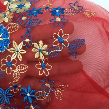20*100cm Akių Tiulio Siuvinėjimo Dizainas Spalvinga Gėlių Nėrinių Audinys Tissu Costura Siuvimo Lėlės Medžiaga Amatai 