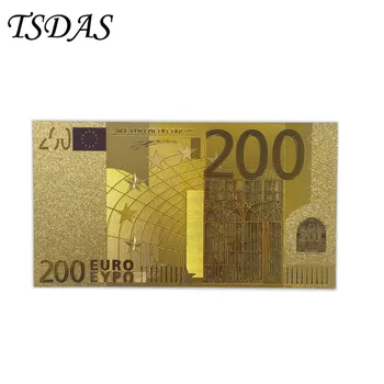 Didmeninė 10vnt/daug Spalvingų Iliustracijų Europa 200 Eurų Aukso Banknotų, 24K Aukso Euro Valiuta, Verslo Dovanos