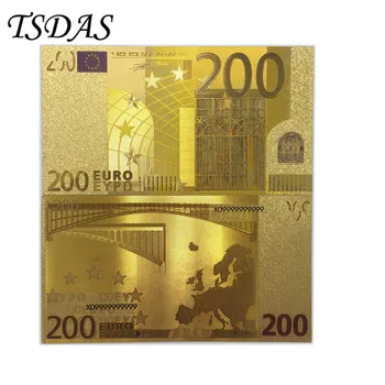 Didmeninė 10vnt/daug Spalvingų Iliustracijų Europa 200 Eurų Aukso Banknotų, 24K Aukso Euro Valiuta, Verslo Dovanos
