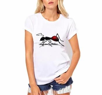 YEMUSEED Naujas Ant T-shirt Moterims Spausdinti Prarasti Tee marškinėliai Mados Kietas Viršūnes Rankovėmis marškinėliai Hipster WMT536