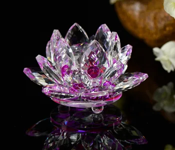 Feng Shui Crystal Lotus su būda 5 Spalvų Namų Biuro Dekoras-Geriausia Dovana