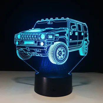 Kietas SUV Automobilį 3D Naktį Šviesos 7 Spalvų LED Stalo lempa Touch Perjungti USB Naujos Lempos, Vaikai Miega Šviesos Draugams Kalėdų Dovana
