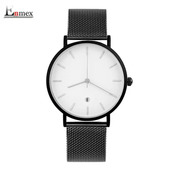 Enmex kūrybos stilius cool laikrodis kietas juoda žavesio su kalendoriniais atsitiktinis Nerūdijančio plieno mados Stilingas laikrodis kvarcinis žiūrėti