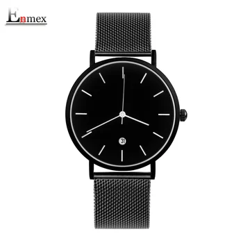 Enmex kūrybos stilius cool laikrodis kietas juoda žavesio su kalendoriniais atsitiktinis Nerūdijančio plieno mados Stilingas laikrodis kvarcinis žiūrėti