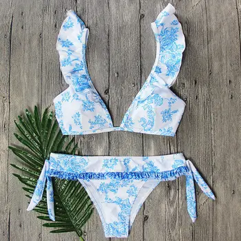 Hirigin Moterų maudymosi Kostiumėliai, Push-up Paded Bikini Komplektas Gėlių Spausdinti Vasaros Tvarstis Suimsuits Moterims Seksualus Maudymosi Kostiumai Paplūdimio