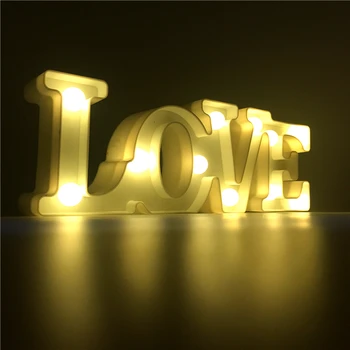 Romantiška 3D LED MEILĖS Ženklas Luminaria Nakties žibintas su baterijomis, Raidė Šviesos Lempos Pav Pasiūlymą Apdailos Vestuvių, Gimtadienio
