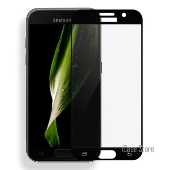 Spalvos Grūdintas Stiklas 9H Screen Protector, Plėvelės Samsung Galaxy A320 A520 A720 A3 A5 A7 2017 Visiškai Padengti Apsaugine Plėvele