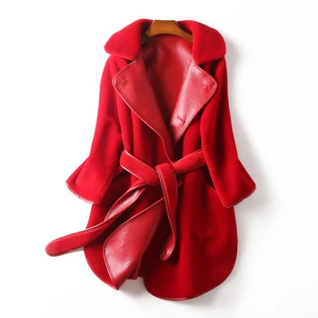Pasukite žemyn apykaklės varčias nekilnojamojo vilnos paltai moterims grįžtamasis dėvėti vilnos viršutiniai drabužiai, paltai 2018 m. rudens-žiemos kolekcija