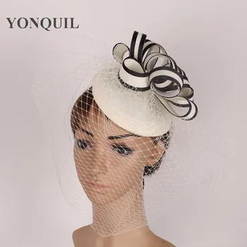 Naujas atvykimo Dailių moterų šalies dramblio kaulo fascinator skrybėlę nuotakos vestuvių vualiai fascinator bazės skrybėlę patrauklios, elegantiškos skrybėlės SYF97