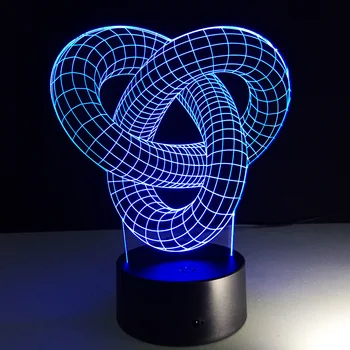 Meno Ėmimo Linijos Mazgas Šiuolaikinės 3D USB Naktį Šviesos spalvotu LED Stalas Stalo Šviesos Lempų, Skirtų Namų Miegamajame Vestuvių Dekoravimas