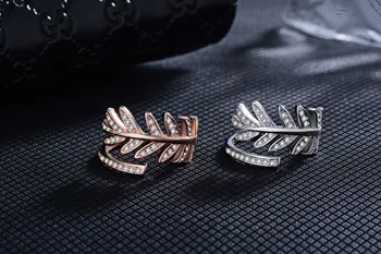 2017 naują atvykimo karšto parduoti mados Lapų blizga kristalų 925 sterlingas sidabro ponios'finger žiedai, moterų papuošalai, dovana lašas laivybos