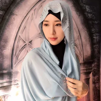 Mados deimantų moterų skara aukštos kokybės turkijos Indonezijos musulmonų šifono hijab moterų galvos apdangalai mergina kepurė 180*90