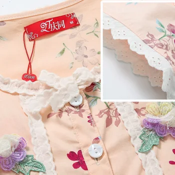 Korėjos versija pavasarį ir vasarą ploni modeliai, moterų trumparankoviai medvilnės pižama medvilnės tracksuit kelnės saldus gėlių kostiumas