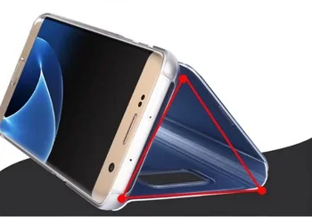 Case For Samsung Galaxy S6 krašto Padengti Smart Apversti Langą peržiūrėti Galvanizavimo Veidrodis Stovo Laikiklį Sunku Atveju fundas Galaxy S6