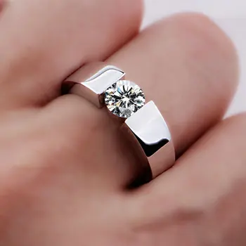 Originalus Kieto 925 Sidabro Žiedai Nustatyti 6mm 1ct CZ Diamant Sužadėtuvių Žiedai Papuošalai, Vestuviniai Žiedai Vyrams ir Moterims