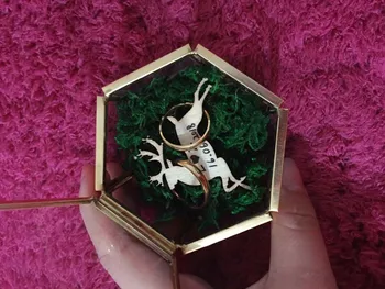 Aukso Stiklo Langelį Vestuvinis Žiedas Lange Papuošalai Dovana Vestuvių Žiedas, Papuošalų Laikikliai patiekalas Geometrinis Meilės specialus Žiedas Pareikštinių Dėžutę