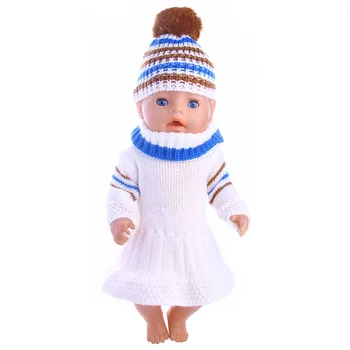 Baltas megztinis trijų dalių kostiumas 18-colių Amerikos mergina lėlės, 43zapf lėlė, vaikams suteikti geriausias partneris