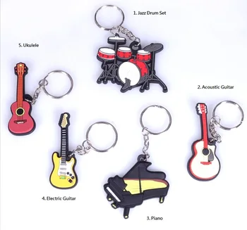 MP Suvenyrų Muzikos instrumentų Kolekcija Keychain Gitara, Havajų, Būgnai, Saksofonas, Pianinas, Smuikas, Violončelė, Mandolina, paketų prižiūrėtojų raktinę