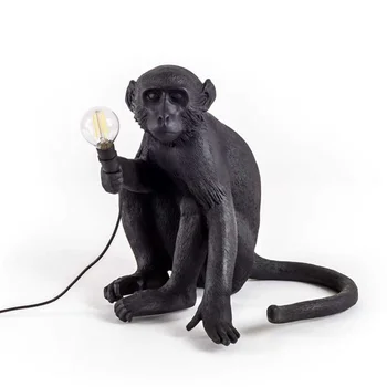 Wongshi Šiuolaikinės Juoda Beždžionė Kanapių Virvė Pakabukas Šviesos Mados Paprasta Šiaurės šalių Meno Reprodukcijų Dervos Seletti Kabinti Beždžionė Lempos