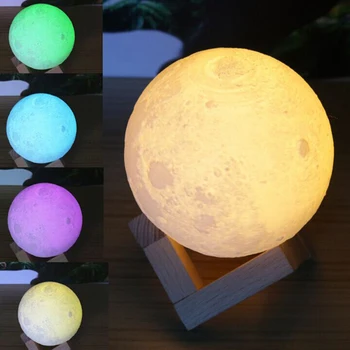 3D Stebuklinga Mėnulio Lempos Kūrybos LED Naktį Šviesą Mėnesiena Stalas USB Įkrovimo su nuotolinio arba mygtukas-Jungiklis Namų Puošybai
