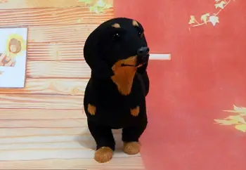 Apie 20x13cm juoda Takso šuo sunku modelį ,polietileno&kailiai, rankdarbių Figūrėlės&Miniatiūros namų puošybai žaislą dovanų a2898