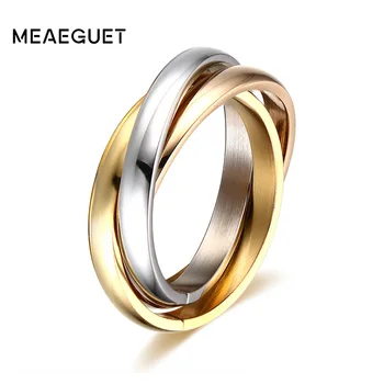 Meaeguet Klasikinis Šalis Piršto Žiedą 3 Raundai Aukso Spalvos Vestuvių Juostas, Žiedus Moterims, Moterų Papuošalai