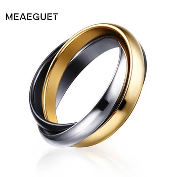 Meaeguet Klasikinis Šalis Piršto Žiedą 3 Raundai Aukso Spalvos Vestuvių Juostas, Žiedus Moterims, Moterų Papuošalai