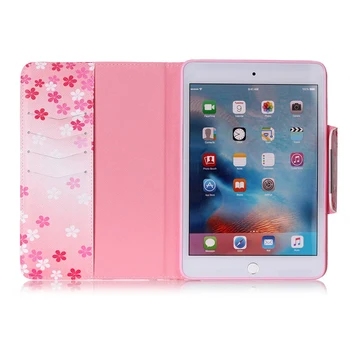 Dažytos Apversti PU Odinis dėklas, Skirtas Apple iPad 2 Oro 9.7 colių Atgal Apima Gėlės smart Card Slots piniginės tablet Shell 