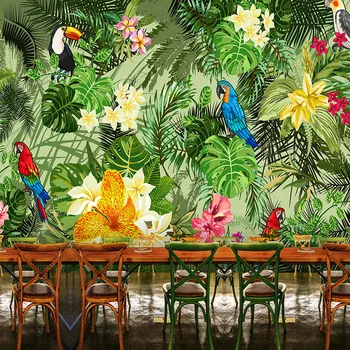 Custom 3d freskos užsakymą pietryčių azijos atogrąžų žalia miško tapetai, freskos, kavinė restoranas gyvenimo kambario, miegamasis ir taikomajai veiklai