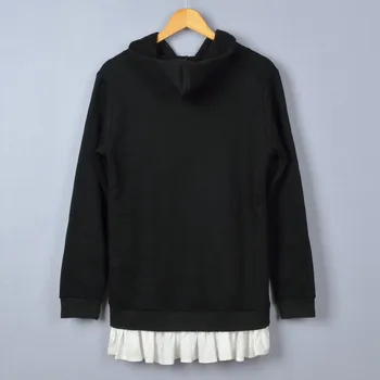 Naują atsitiktinis žiemą, rudenį, juodos spalvos su gobtuvu šiltas megztinis V-kaklo moterų prarasti ilgomis rankovėmis palaidinukė 6013