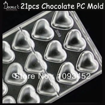 Polikarbonato šokolado pelėsių,21pcs pc šokolado pelėsių,3D Širdyje,šokoladas ir konditerijos gaminiai,formas para šokoladas,kepimo įrankis