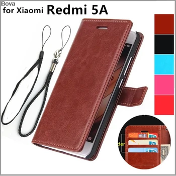 Už Xiaomi Redmi 5A Pu oda telefono dėklas ultra plonas piniginės flip cover kortelės laikiklio dangtelį atveju Xiaomi Redmi 5A 5.0-cm